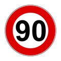 Speed limit signs of 90 km - vector Royalty Free Stock Photo