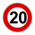 Speed limit signs of 20 km - vector Royalty Free Stock Photo