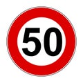 Speed limit signs of 50 km - vector Royalty Free Stock Photo