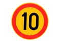 Speed Limit Traffic Sign 10 km per hour Royalty Free Stock Photo