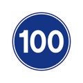 Speed Limit 100 Traffic Sign,Vector Illustration, Isolate On White Background Label Royalty Free Stock Photo