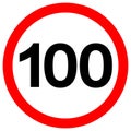 Speed Limit 100 Traffic Sign,Vector Illustration, Isolate On White Background Label. EPS10 Royalty Free Stock Photo