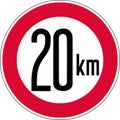 Speed limit twenty kilometers per hour