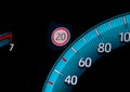 Speed limit warning close to speedometer indicator Royalty Free Stock Photo