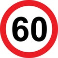 60 speed limitation road sign