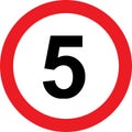 5 speed limitation road sign