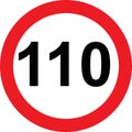110 speed limitation road sign