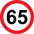 65 speed limitation road sign