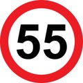 55 speed limitation road sign