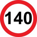 140 speed limitation road sign