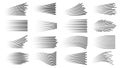 Speed lines effect. Fast motion manga or comic linear patterns. Horizontal and wavy car movement stripes or anime action Royalty Free Stock Photo