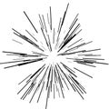 Speed lines. Radiating from the center of thin beams, lines. Vector illustration. Icon black on white. Design element. Royalty Free Stock Photo