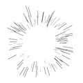 Speed lines. Radiating from the center of thin beams, lines. Vector illustration. Icon black on white. Design element. Royalty Free Stock Photo