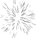 Speed lines. Radiating from the center of thin beams, lines. Vector illustration. Icon black on white. Design element. Royalty Free Stock Photo