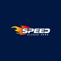 Speed logo design with flame effect. speedometer vector icon with flame effect illustration. Royalty Free Stock Photo