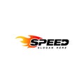 Speed logo design with flame effect. speedometer vector icon wit Royalty Free Stock Photo