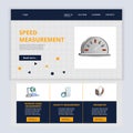 Speed measurement flat landing page website template. Internet speed measurement, capacity measurement, pedometer. Web