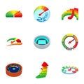 Speed measurement icons set, cartoon style Royalty Free Stock Photo