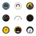 Speed measurement icons set, flat style Royalty Free Stock Photo