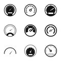 Speed measurement icons set, simple style Royalty Free Stock Photo