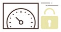 Speedometer and Padlock Representing Performance and Security Optimization Royalty Free Stock Photo