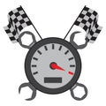 speed meter with race flags and wrenches. Vector illustration decorative design Royalty Free Stock Photo