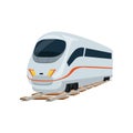 Speed modern white railway train locomotive, passenger waggon vector Illustration Royalty Free Stock Photo