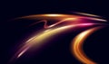 Speed motion abstract light effect at night, blurry bright long exposure car trails Royalty Free Stock Photo