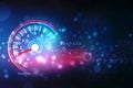 Speed motion background with fast speedometer car, Digital Abstract technology background Royalty Free Stock Photo