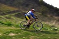 Speed motion mountain biker Royalty Free Stock Photo