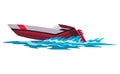 Speed motorboat. Sea or river vehicle. Sport nautical summer transportation. Motorized water vessel on sea water waves