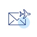 Speed post overseas mail delivery. Pixel perfect, editable stroke line