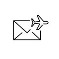 Speed post overseas mail delivery. Pixel perfect, editable stroke line icon