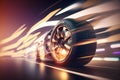 Speed race car drifting close up view Royalty Free Stock Photo