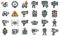 Speed radar icons set line color vector