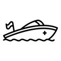 Speed rescue boat icon, outline style Royalty Free Stock Photo