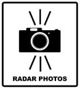 Speed road radar icon. Notice traffic symbol isolated on white. Camera black silhouette. Vector illustration