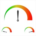 Speed score indicators. Level indicator, credit loan scoring. Manometers vector set