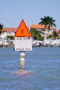 Speed sign and beach house