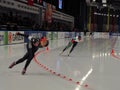 Speed skaters in the fight for the cup.