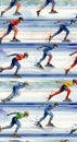 Speed Skaters Racing on Frozen Track Royalty Free Stock Photo