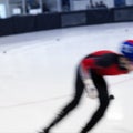 Speed skaters at a speed skating race Royalty Free Stock Photo