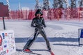 Speed skier at Velocity Challenge and FIS Speed Ski World Cup Race at Sun Peaks ski resort Royalty Free Stock Photo