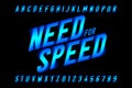 Speed style font, need for speed Royalty Free Stock Photo