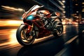 Speed symphony Motorcycle on road, abstract light trails illustrate velocity