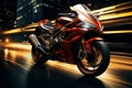 Speed symphony Motorcycle on road, abstract light trails illustrate velocity