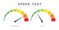 Speed test internet measure. Speedometer icon fast upload download rating. Quick level tachometer accelerate