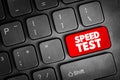 Speed Test text button on keyboard, concept background Royalty Free Stock Photo