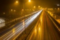 Speed Traffic - light trails on motorway highway at night Royalty Free Stock Photo