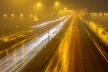 Speed Traffic - light trails on motorway highway at night Royalty Free Stock Photo